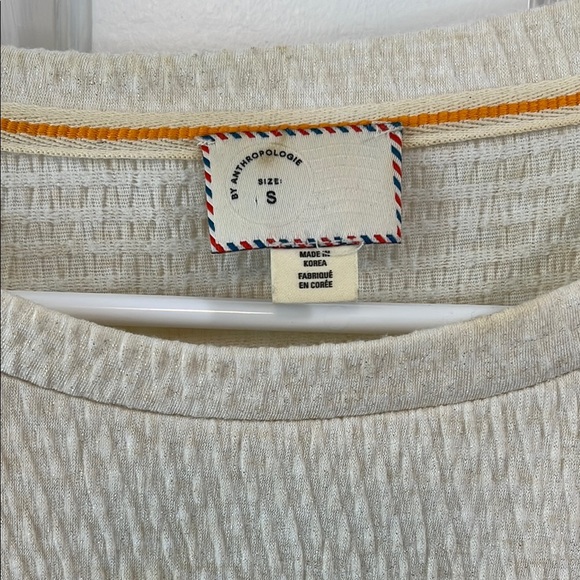 Anthropologie Postage Stamp Creme Textured Top w/ Gold Glitter Thread - Sz Small - Picture 2 of 14